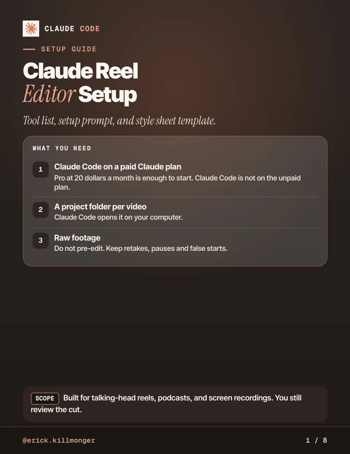 Cover of Claude Reel Editor Setup